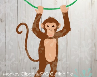 Monkey SVG, Hanging Monkey SVG, Monkey SVG Files, Monkey Clipart, Svg Monkey, Jungle Svg, Jungle Animals Svg, Jungle Animals Clipart