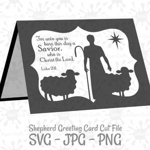 Berger Silhouette Noël carte SVG, Luke 2 11 SVG, modèle de carte de voeux, Noël SVG, svg Berger, Luc 2 svg, svg Nativité