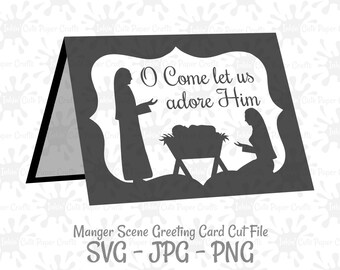 Nativity Card SVG, Manger SVG, Christmas Card Template, Nativity Scene SVG, Nativity Scene svg File, Card Template svg, Card svg, Jesus svg