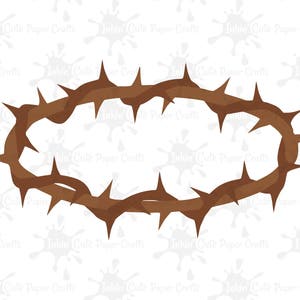 May include: A brown thorny crown of thorns, a symbol of suffering and sacrifice, isolated on a white background.