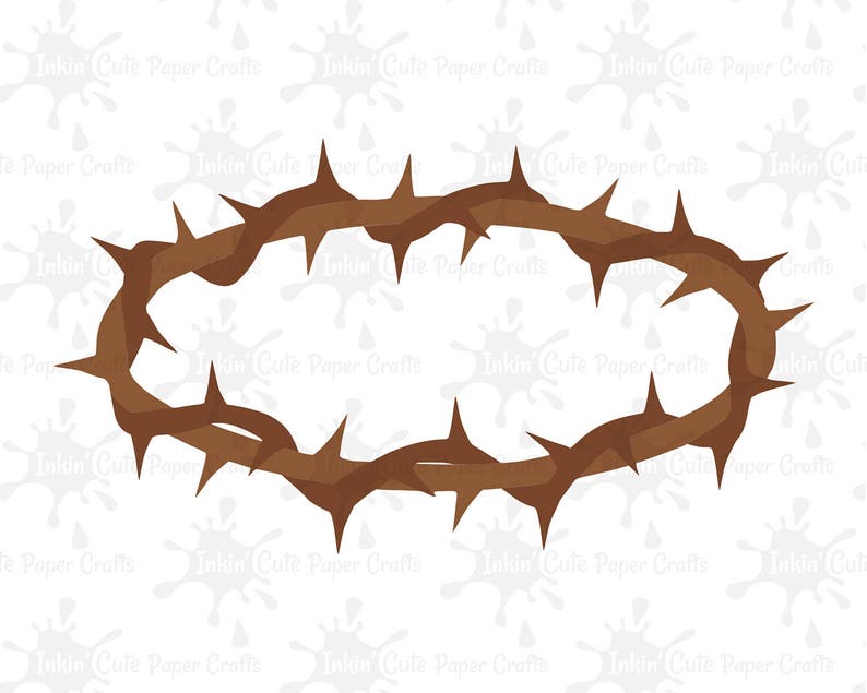 May include: A brown thorny crown of thorns, a symbol of suffering and sacrifice, isolated on a white background.