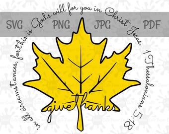 Give Thanks Leaf Color SVG File, 1 Thessalonians 5:18, In All Circumstances SVG, Give Thanks Leaf Clipart, Give Thanks Svg, Give Thanks PNG