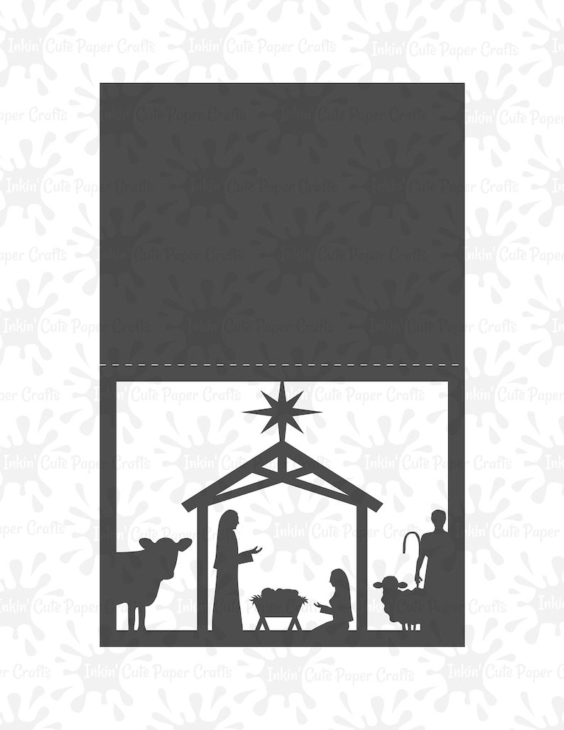 Nativity Scene Greeting Card SVG, Christmas Card SVG, Nativity SVG Files, Nativity Card Svg