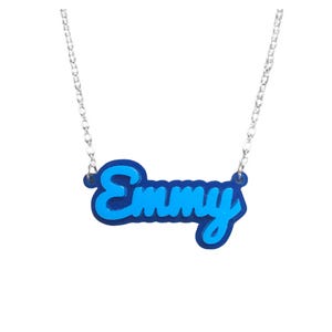 Small 2 Color Name Necklace, Script Necklace, Custom Name Necklace, 1/2 Inch in Height, Graduation Gift