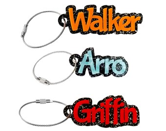 Personalized Glitter Acrylic Name Tag Keychain, 3D Bag Tag, Graduation Gift