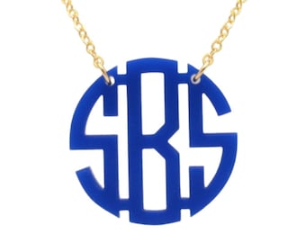 Medium 1.5 Inch Custom  Circle Monogram Acrylic Necklace, Graduation Gift, Graduation Gift