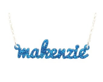 Custom Acrylic Name Necklace, Script Font, Personalized Gift, Small 0.5 Inch Height, Graduation Gift