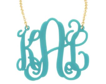 Handcrafted 1.25 Inch Acrylic Monogram Necklace, Graduation Gift