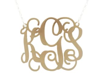 Acrylic Vine Monogram Necklace, Personalized Initial Pendant, Medium 1.75 Inch Wide, Graduation Gift