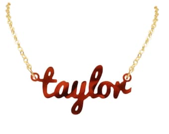 Small Personalized Acrylic Name Necklace: Sparkly Party Favor, Graduation Gift, 1/2 Inch Height, Graduation Gift