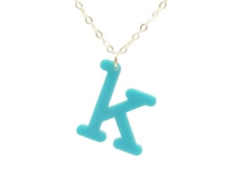 Personalized Typewriter Initial Necklace - Acrylic Laser Cut, Graduation Gift