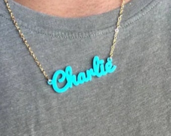 Medium Name Necklace, Script Necklace, Custom Name Necklace, 5/8 Inch in Height, Mother's Day Gift, Gifts under 25
