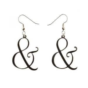 Ampersand Earrings, Laser Cut Reader Gift, Literary Gift, Bookworm Gift, Mother's Day Gift, Mother's Day Gift, Gifts under 20