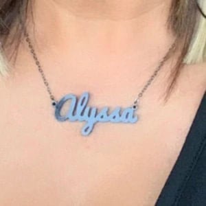 Large Name Necklace, Script Necklace, Custom Name Necklace, Nameplate Necklace, Valentine&#39;s Day Gift, Corporate Gifts for Employees