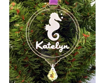 Seahorse Christmas Ornament,Personalized Ornament, Personalized Gift, Stocking Stuffer, Stocking Stuffer