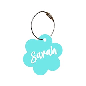 Daisy Bag Tag, Beach Bag Tag, Diaper Bag Tag, Acrylic Keychain, Turquoise Personalized Tag, Personalized Keychain, Backpack Tag for Kids