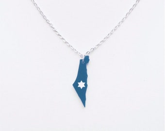 Israel Necklace with Star of David: Laser Cut Acrylic Jewish Jewelry, Graduation Gift