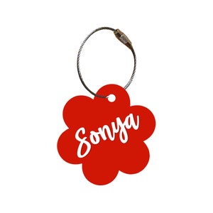 Daisy Bag Tag, Red Beach Bag Tag, Diaper Bag Tag, Daisy Acrylic Keychain, Personalized Tag, Personalized Keychain, Backpack Tag for Kids