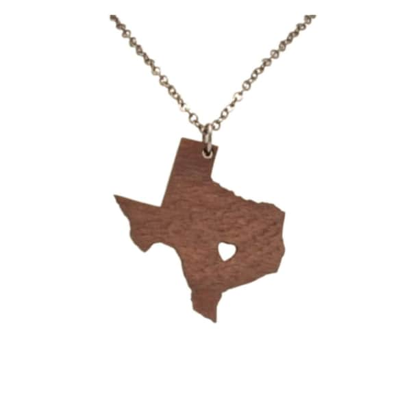 Texas Necklace, Custom Made Laser Cut Going Away Gift, Mother's Day Gift, Gifts under 20