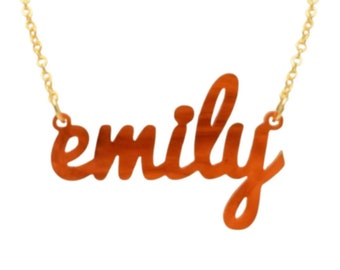 Large Custom Acrylic Name Necklace, Personalized Script Jewelry, 3/4 Inch Height, Graduation Gift