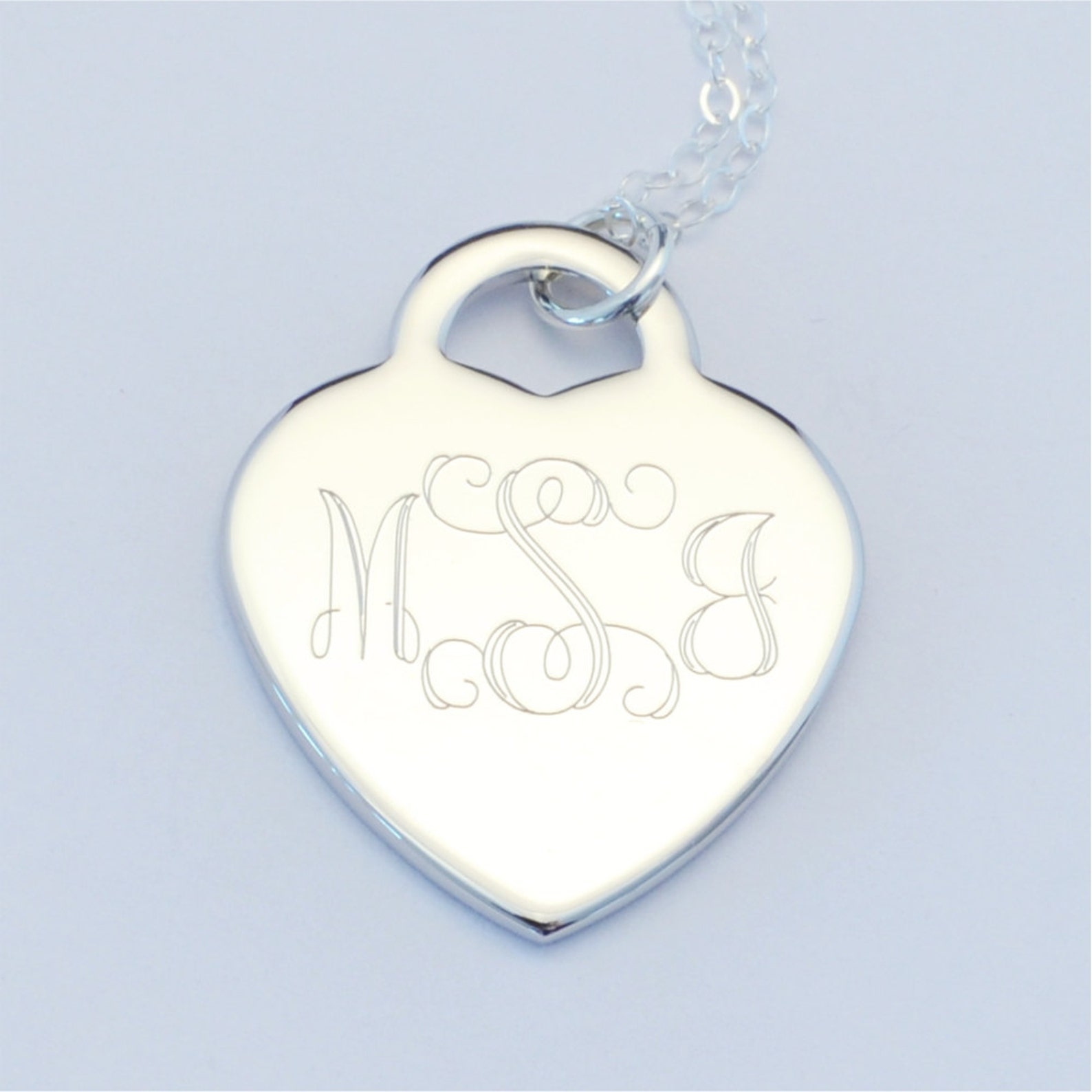 Custom Engraved Heart Charm Necklace Personalized Gift Etsy