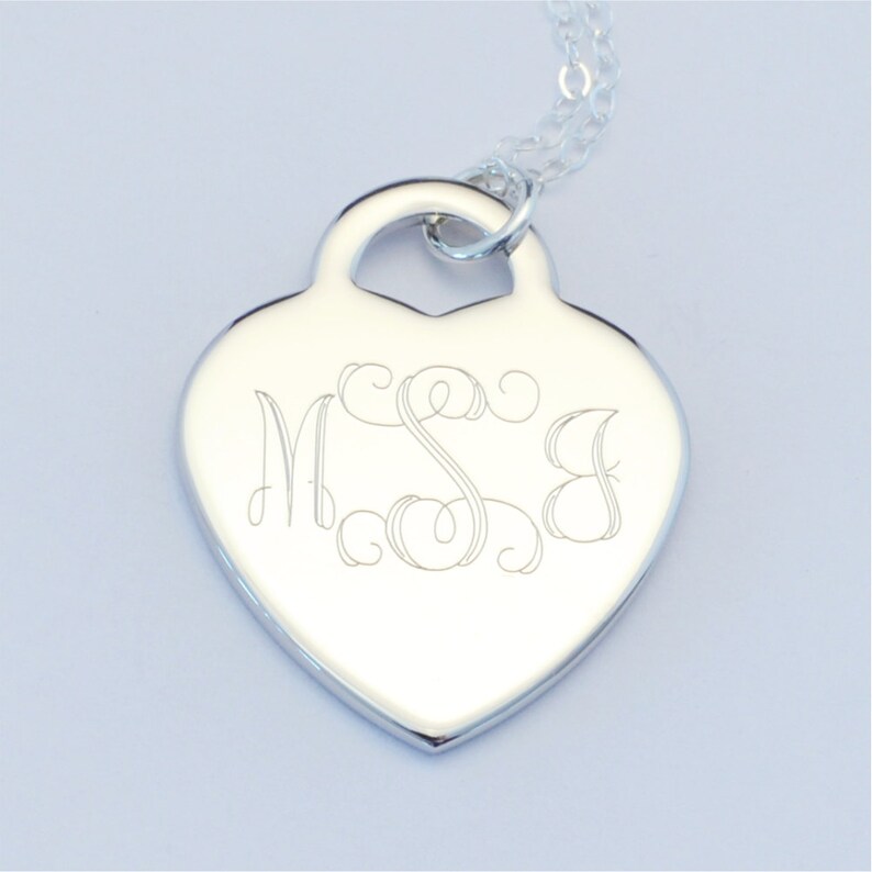 Custom Engraved Heart Charm Necklace Personalized Gift Etsy
