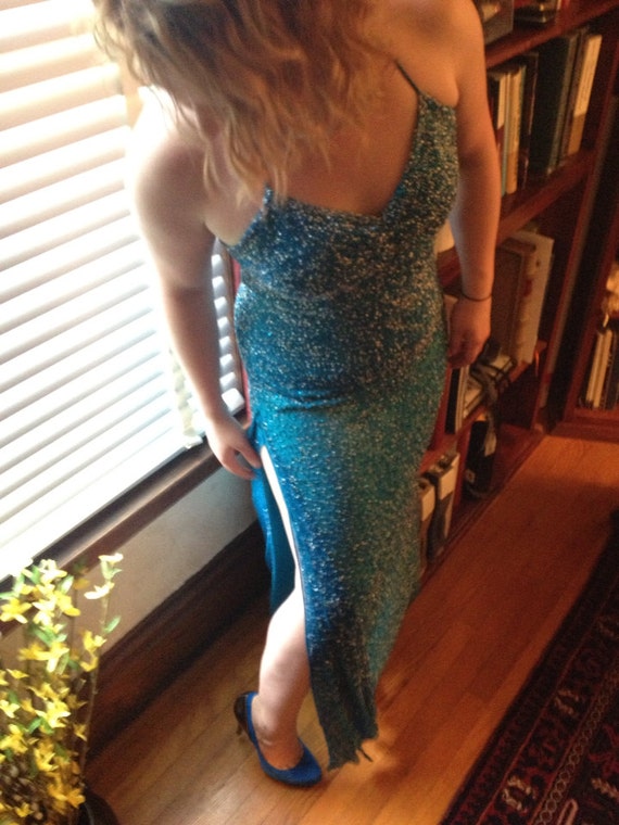 teal color evening gowns