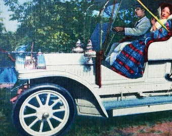 Linen Mannheim Benz 1905-1909 Collectable Antique Automobile Vintage Postcard