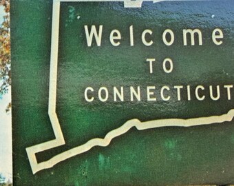 Bienvenue dans le Connecticut, l'État de la Constitution, carte postale ancienne