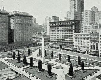 Union Square, San Francisco, Californie, carte postale ancienne