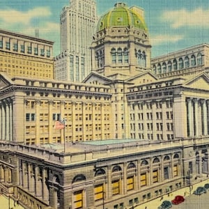 Carte postale Palais de justice des États-Unis, Chicago, Illinois, vintage