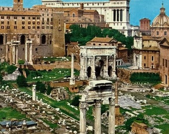 View of Rome and The Roman Forum, Rome, Italy, Vintage Postcard