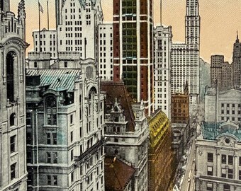 Le Singer Building et ses tours sur Broadway, à New York, carte postale ancienne