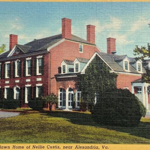 Woodlawn Maison de Nellie Custis près d'Alexandria, Virginie, carte postale vintage en lin