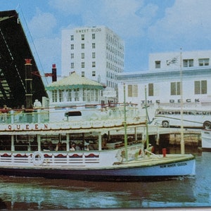 Bascule Type Bridge Over New River, Ft. Lauderdale, Floride, carte postale vintage