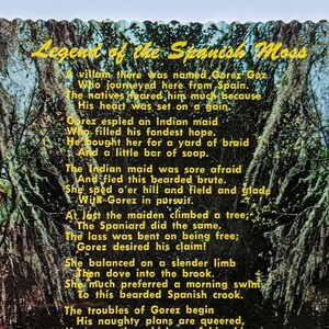 Legend of the Spanish Moss Poem, carte postale vintage aux bords festonnés
