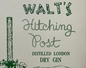 Walt's Hitching Post Distilled London Dry Gin, Vintage Gin Label