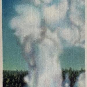 Carte postale en lin vintage Geyser, le plus grand geyser du parc national de Yellowstone