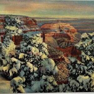 Carte postale en lin Grand Canyon en hiver