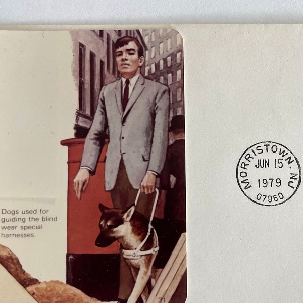 1979 Seeing For Me Postage Stamp and Envelope, First Day of Issue, Vintage Stamp and Illustration