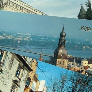 Lot de 3, Riga, Lettonie, salle de concert philharmonique d'État, horizon du vieux Riga, rue Kaleju, Cartes postales anciennes