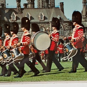 Parliament Hill, Ottawa, Canada, Regimental Band Parade, Vintage Postcard