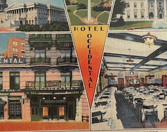 Hotel Occidental Near the White House, Vintage Linen Postcard