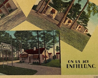 Stair's Cabins, Enfield, North Carolina, Vintage Linen Postcard