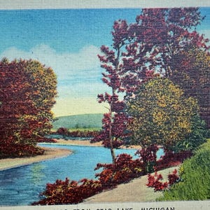 Greetings From Bear Lake, Michigan, Vintage Linen Postcard