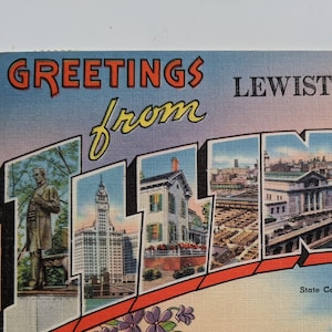 Salutations de Lewistown Illinois, carte postale vintage
