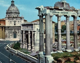 The Roman Forum, Rome, Italy, Vintage Postcard
