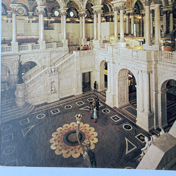 Great Hall of the Library of Congress, Washington DC, Vintage Postcard