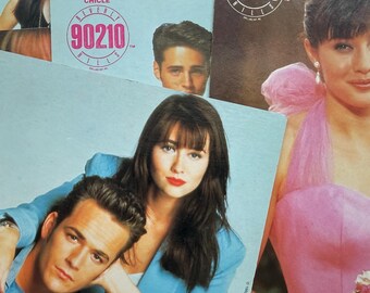 Lot de 7 cartes postales vintage, Beverly Hills 90210, Brenda, Dylan, Donna, Brandon