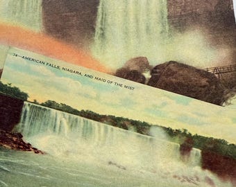 Paire de 2, Niagara Falls, Niagara, Maid of the Mist et Cave of the Winds, cartes postales canadiennes anciennes